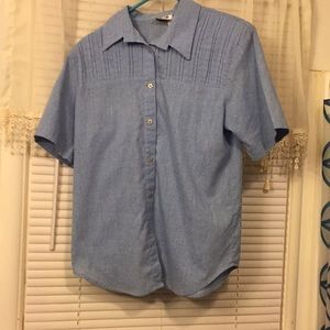 Vintage blue shirt with floral buttons small